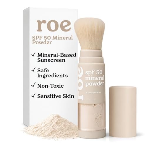 Roe Wellness SPF 50 Powder Sunscreen – Mineral-Based, Non-Toxic Brush-On Sun Protection for Kids, Adults & Babies – Reef Safe, For Scalp, Face & Body Avelisse