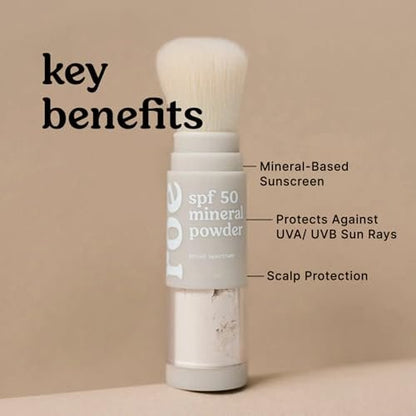 Roe Wellness SPF 50 Powder Sunscreen – Mineral-Based, Non-Toxic Brush-On Sun Protection for Kids, Adults & Babies – Reef Safe, For Scalp, Face & Body Avelisse