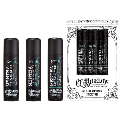 C.O. Bigelow Mentha Lip Balm Sticks, Pack of 3 – Shea Butter & Peppermint Oil Moisturizing Lip Care, 0.15 oz Each Avelisse