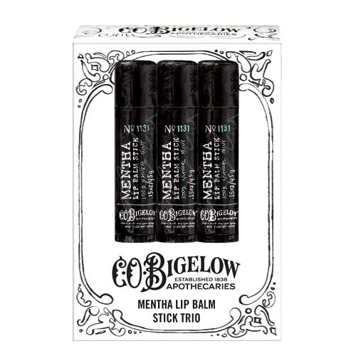 C.O. Bigelow Mentha Lip Balm Sticks, Pack of 3 – Shea Butter & Peppermint Oil Moisturizing Lip Care, 0.15 oz Each Avelisse