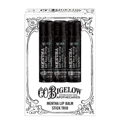 C.O. Bigelow Mentha Lip Balm Sticks, Pack of 3 – Shea Butter & Peppermint Oil Moisturizing Lip Care, 0.15 oz Each Avelisse