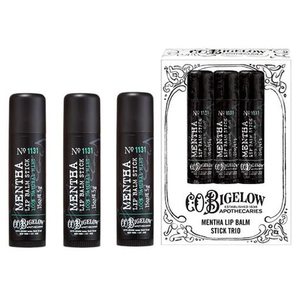 C.O. Bigelow Mentha Lip Balm Sticks, Pack of 3 – Shea Butter & Peppermint Oil Moisturizing Lip Care, 0.15 oz Each Avelisse