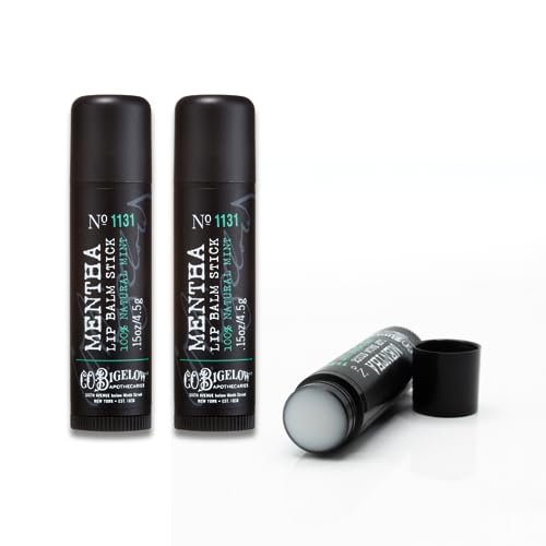 C.O. Bigelow Mentha Lip Balm Sticks, Pack of 3 – Shea Butter & Peppermint Oil Moisturizing Lip Care, 0.15 oz Each Avelisse