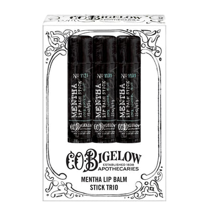 C.O. Bigelow Mentha Lip Balm Sticks, Pack of 3 – Shea Butter & Peppermint Oil Moisturizing Lip Care, 0.15 oz Each Avelisse