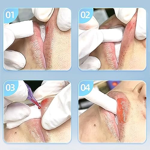 PMUBEAUTY 100pcs Cotton Lip Tattoo Stretching Stick for Easy and Precise Coloring, Enhancing Color, Blushing PMU Supplies, Cleaning Wipes - görsel 13