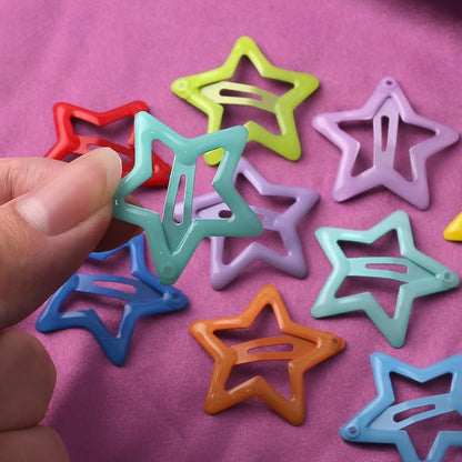 Colorful Luminous Star Hair Clips for Girls, Glow in The Dark Metal Hair Barrettes, 10 Pack