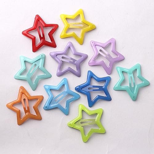 Colorful Luminous Star Hair Clips for Girls, Glow in The Dark Metal Hair Barrettes, 10 Pack - görsel 4