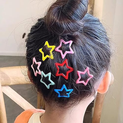 Colorful Luminous Star Hair Clips for Girls, Glow in The Dark Metal Hair Barrettes, 10 Pack