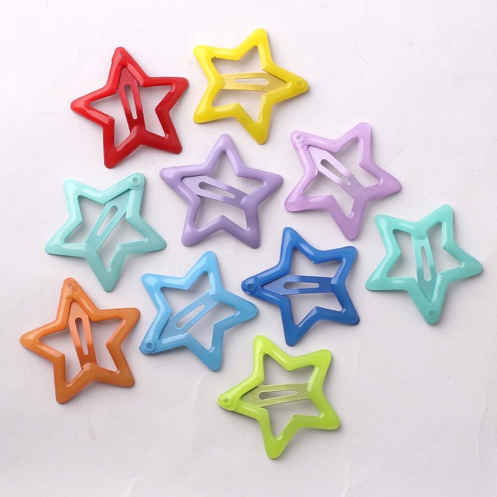 Colorful Luminous Star Hair Clips for Girls, Glow in The Dark Metal Hair Barrettes, 10 Pack - görsel 3