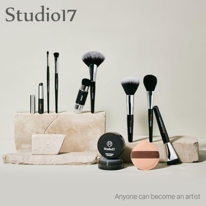 STUDIO17 Stainless Steel Foundation Spatula - Professional Double Edged Makeup Tool for Even Application, with Travel Pouch
