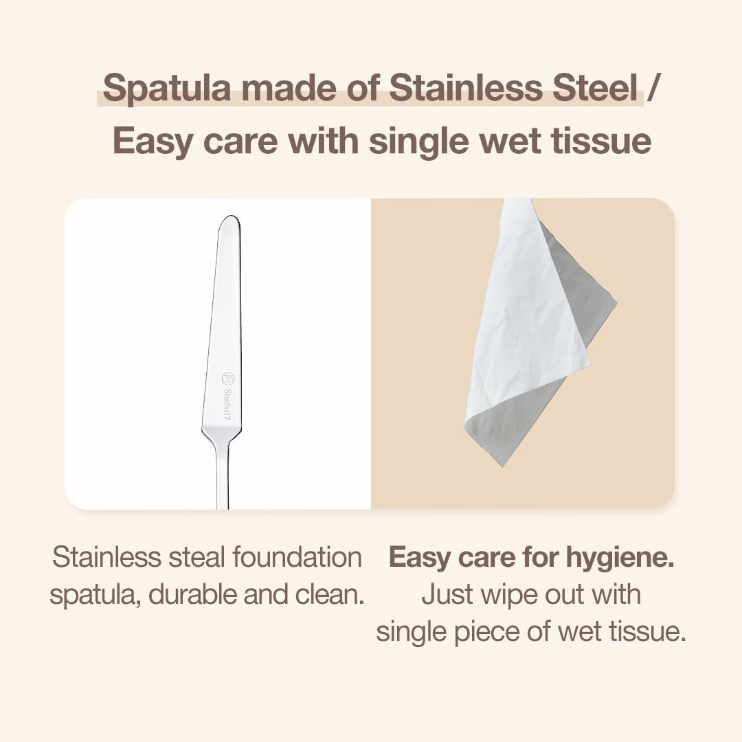 STUDIO17 Stainless Steel Foundation Spatula - Professional Double Edged Makeup Tool for Even Application, with Travel Pouch - görsel 7
