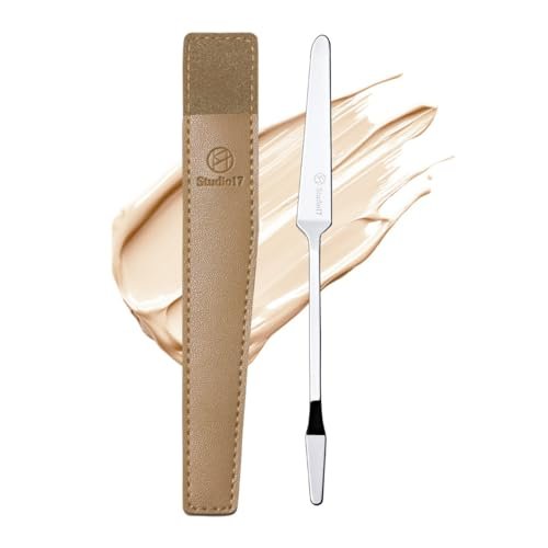 STUDIO17 Stainless Steel Foundation Spatula - Professional Double Edged Makeup Tool for Even Application, with Travel Pouch - görsel 2