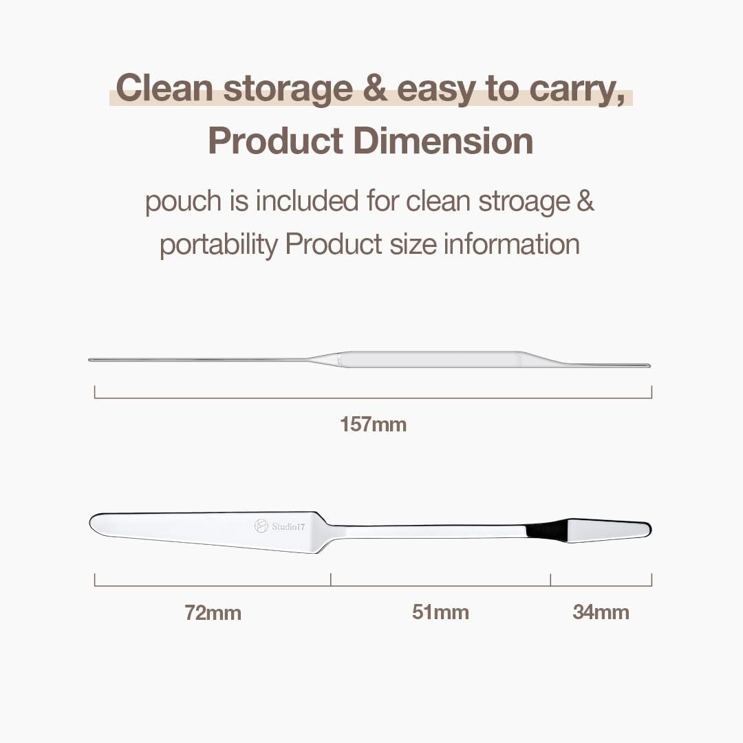 STUDIO17 Stainless Steel Foundation Spatula - Professional Double Edged Makeup Tool for Even Application, with Travel Pouch - görsel 11