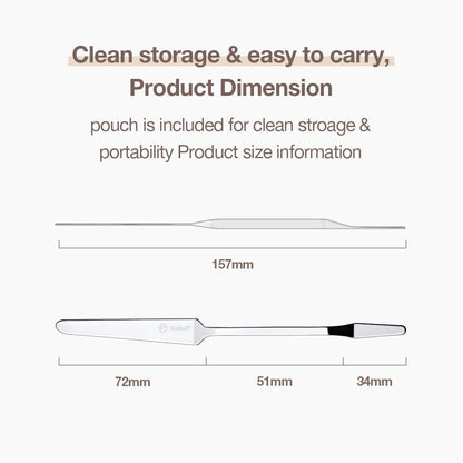 STUDIO17 Stainless Steel Foundation Spatula - Professional Double Edged Makeup Tool for Even Application, with Travel Pouch
