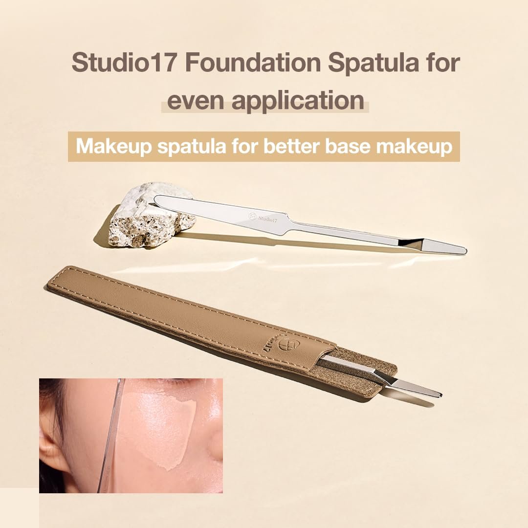 STUDIO17 Stainless Steel Foundation Spatula - Professional Double Edged Makeup Tool for Even Application, with Travel Pouch - görsel 3