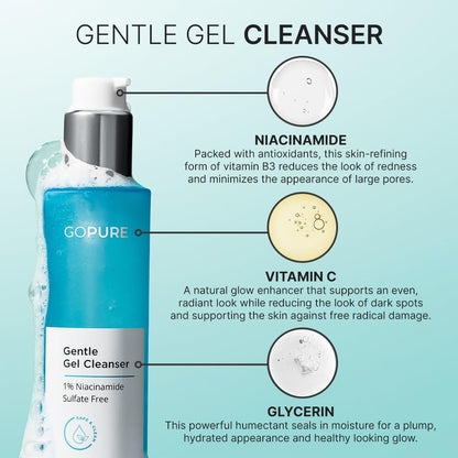 goPure Gentle Gel Cleanser - Vitamin C Face Wash for Brightening, Clarifying, All Skin Types - 4 oz Avelisse