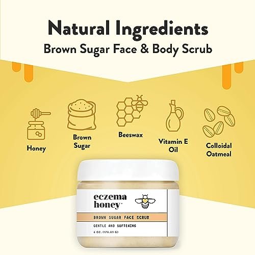 ECZEMA HONEY Brown Sugar Face & Body Scrub – Gentle Exfoliating Scrub for Dry, Sensitive Skin – Natural Body Care for Women & Men (6 Oz) Avelisse