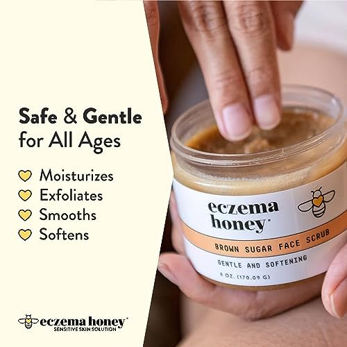 ECZEMA HONEY Brown Sugar Face & Body Scrub – Gentle Exfoliating Scrub for Dry, Sensitive Skin – Natural Body Care for Women & Men (6 Oz) Avelisse