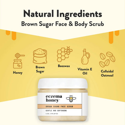 ECZEMA HONEY Brown Sugar Face & Body Scrub – Gentle Exfoliating Scrub for Dry, Sensitive Skin – Natural Body Care for Women & Men (6 Oz) Avelisse