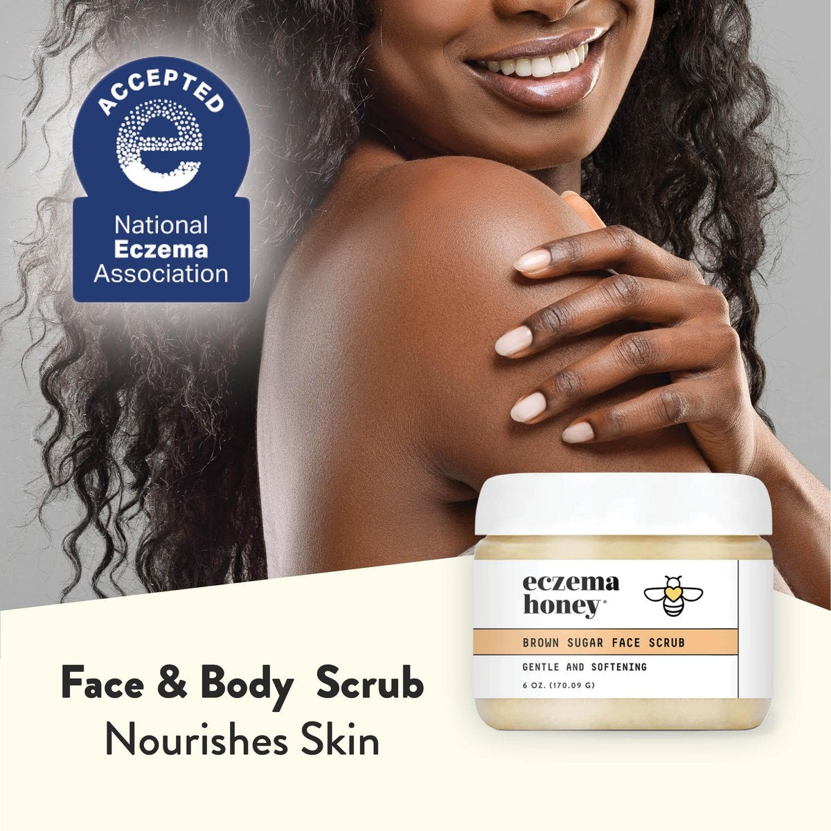 ECZEMA HONEY Brown Sugar Face & Body Scrub – Gentle Exfoliating Scrub for Dry, Sensitive Skin – Natural Body Care for Women & Men (6 Oz) Avelisse