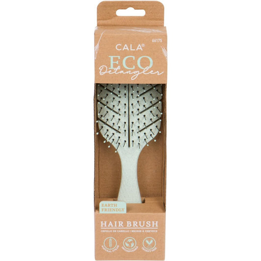 Cala Eco Detangler Brush - Sage | Sustainable Straw Resin Hairbrush for Fine, Curly, Thick & Wavy Hair