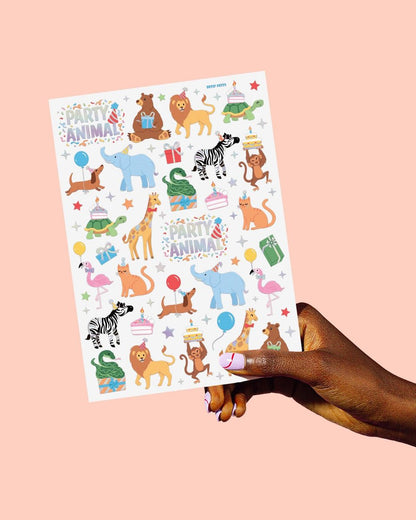 xo, Fetti Party Animal Birthday Party Temporary Tattoos - 60 Foil Styles | Safari Birthday Decorations, Wild Rainbow Kids Accessory, Wild One Elephant Theme Favors, Baby Shower Supplies