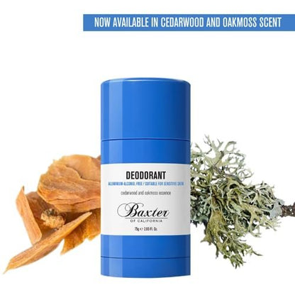 Baxter of California Deodorant - Aluminum & Alcohol-Free Clear Stick, Cedarwood and Oakmoss Essence, 2.65 oz