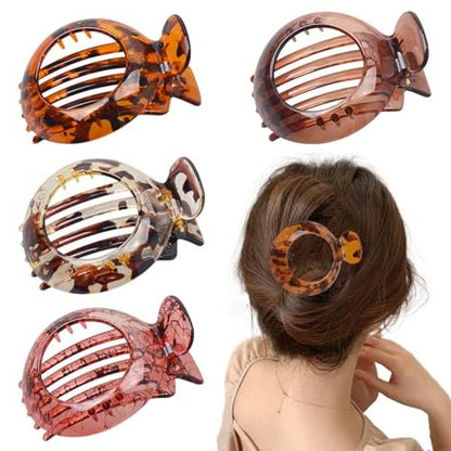 4 PCS Small Flat Hair Clips for Thin Hair - Non-Slip Resin Jaw Clamps, Everyday Hair Accessories for Women & Girls