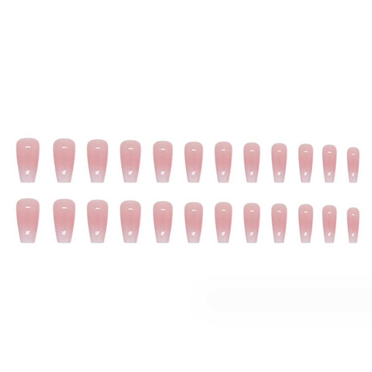 Hkanlre Bling Coffin Press on Nails - 24 Pcs Medium Length Full Cover False Nails in Gradient Pink - görsel 7