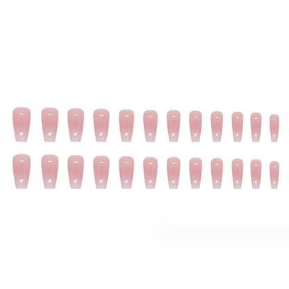 Hkanlre Bling Coffin Press on Nails - 24 Pcs Medium Length Full Cover False Nails in Gradient Pink