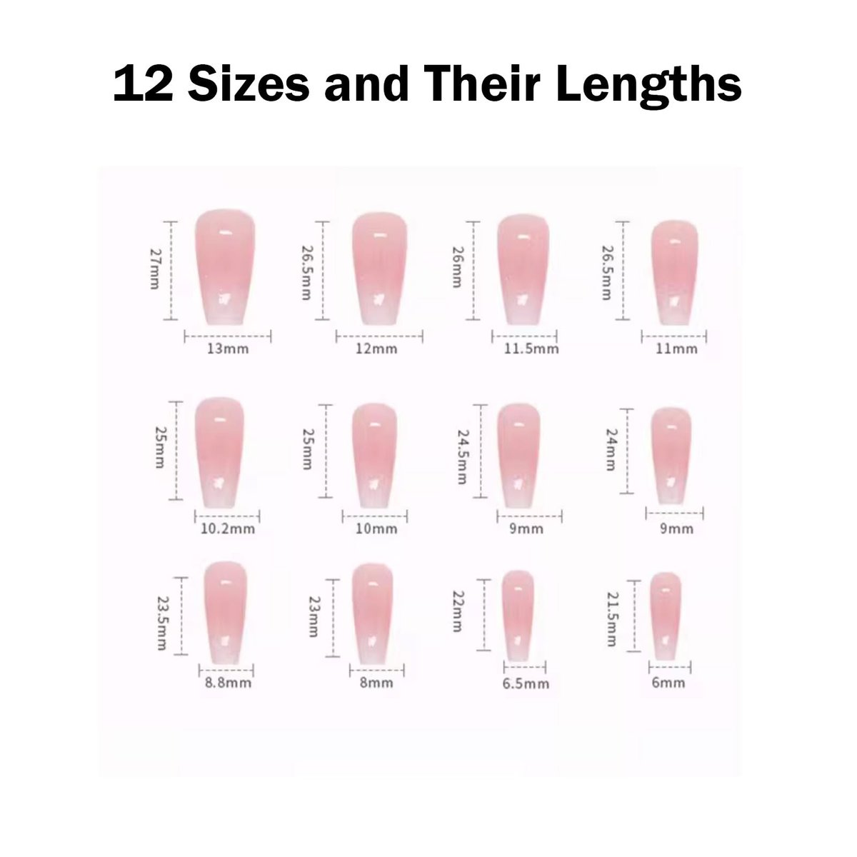 Hkanlre Bling Coffin Press on Nails - 24 Pcs Medium Length Full Cover False Nails in Gradient Pink - görsel 9