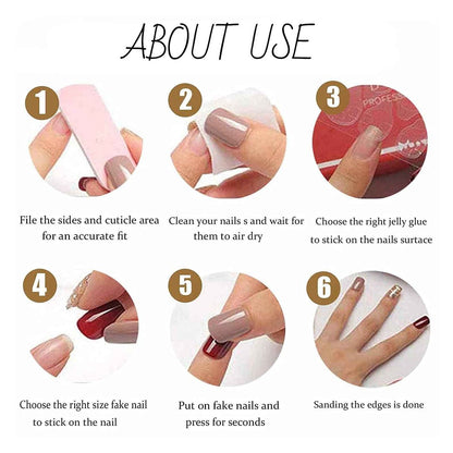 Hkanlre Bling Coffin Press on Nails - 24 Pcs Medium Length Full Cover False Nails in Gradient Pink