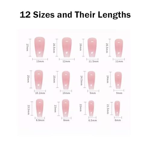 Hkanlre Bling Coffin Press on Nails - 24 Pcs Medium Length Full Cover False Nails in Gradient Pink - görsel 10