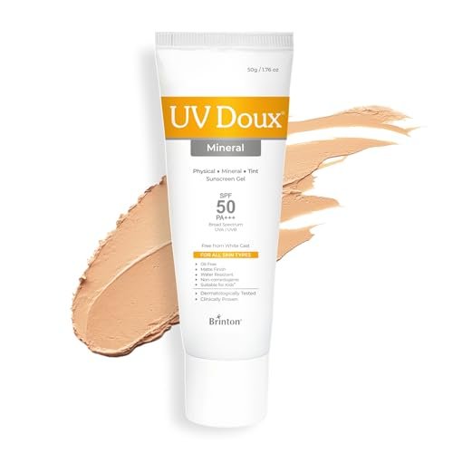 UV Doux Mineral Sunscreen SPF 50 PA+++ | Tinted, Oil-Free, Water Resistant | No White Cast | For Sensitive & Acne-Prone Skin | 100% Mineral Broad Spectrum | 50g/1.7oz Avelisse