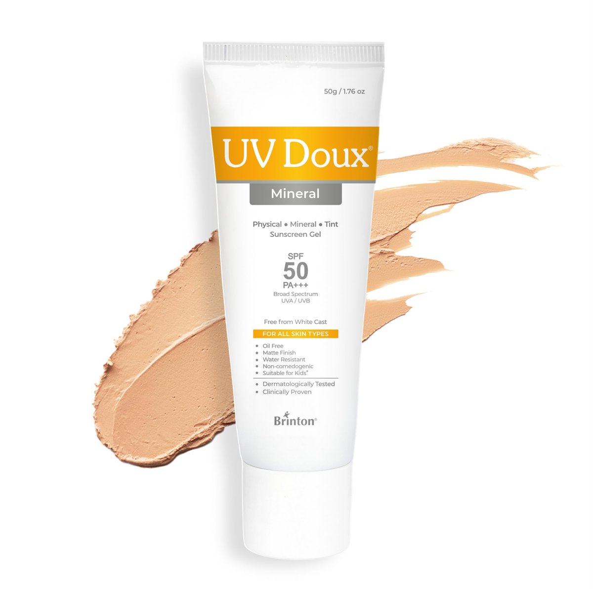 UV Doux Mineral Sunscreen SPF 50 PA+++ | Tinted, Oil-Free, Water Resistant | No White Cast | For Sensitive & Acne-Prone Skin | 100% Mineral Broad Spectrum | 50g/1.7oz Avelisse