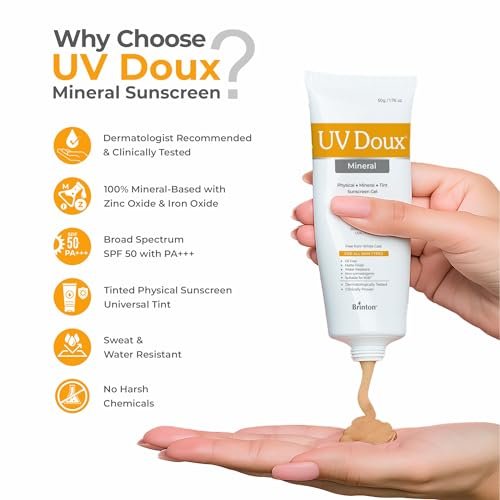 UV Doux Mineral Sunscreen SPF 50 PA+++ | Tinted, Oil-Free, Water Resistant | No White Cast | For Sensitive & Acne-Prone Skin | 100% Mineral Broad Spectrum | 50g/1.7oz Avelisse