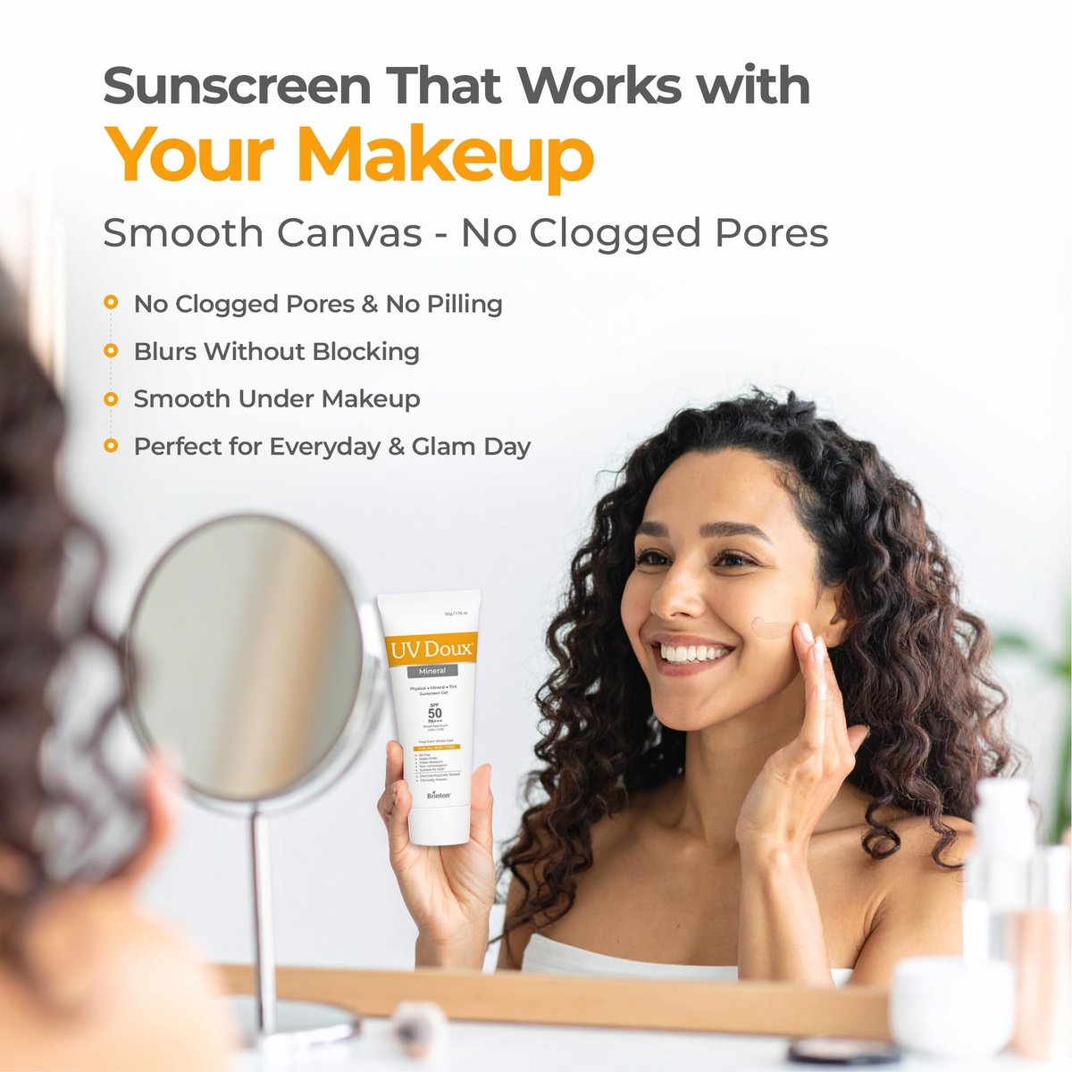 UV Doux Mineral Sunscreen SPF 50 PA+++ | Tinted, Oil-Free, Water Resistant | No White Cast | For Sensitive & Acne-Prone Skin | 100% Mineral Broad Spectrum | 50g/1.7oz Avelisse