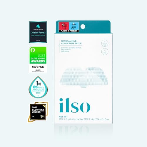 ilso Natural MILD Clear Nose Patch – Blackhead Remover for Nose, Targets Pores & Pimples, Dermatologist Approved Korean Skin Care (5 Patches) Avelisse