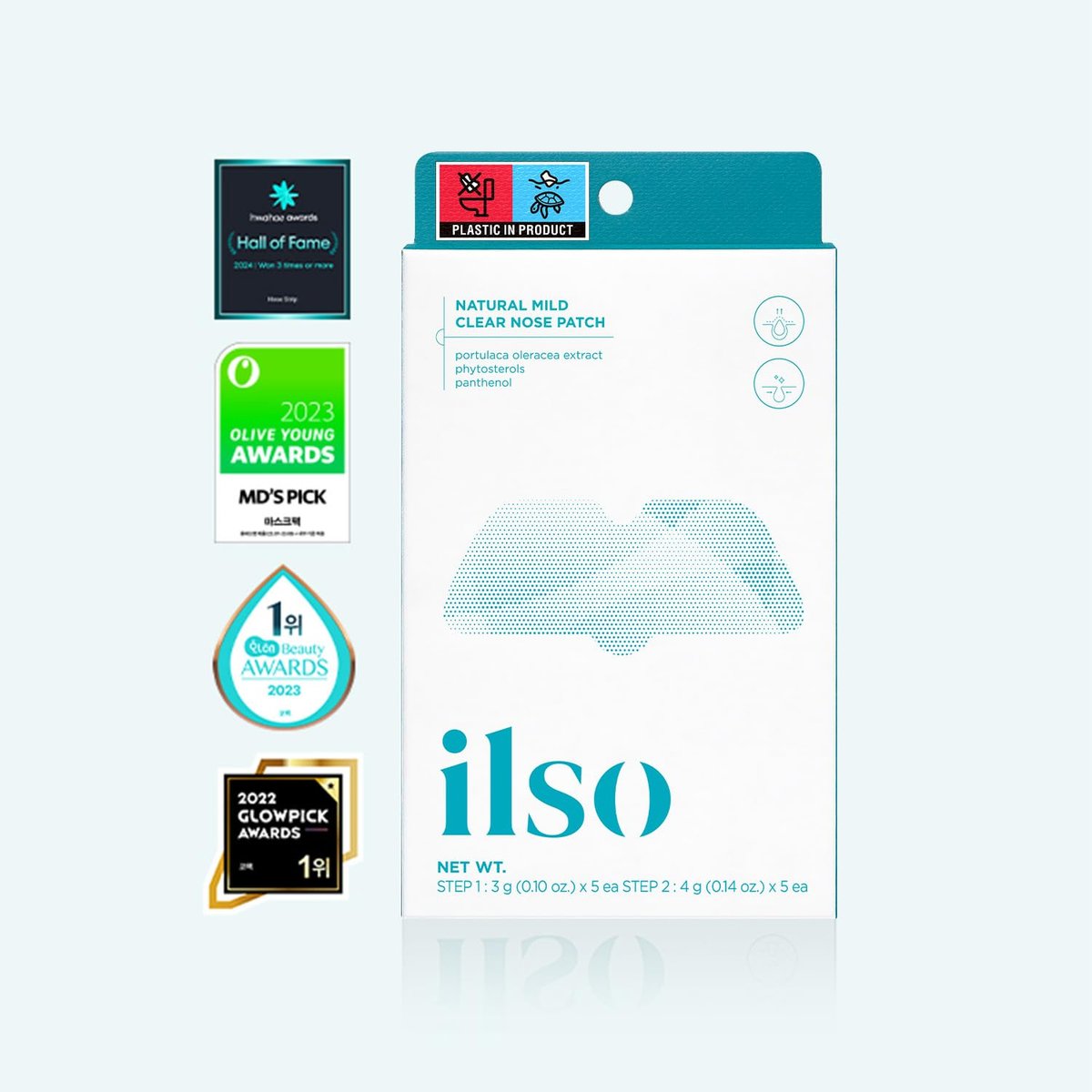 ilso Natural MILD Clear Nose Patch – Blackhead Remover for Nose, Targets Pores & Pimples, Dermatologist Approved Korean Skin Care (5 Patches) Avelisse