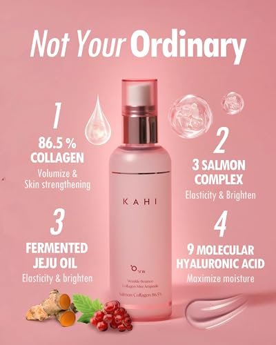 KAHI Fine Line Bounce Collagen Serum Facial Mist Ampoule - Hydrating Face Mist with Collagen, Daily Moisturizer Spray for Face, 4.06 fl oz Avelisse