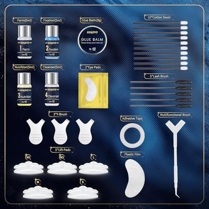 Professional Lash Lift Kit & Eyebrow Lamination Kit – 2 in 1 Eyelash Perm Kit for Salon & Home Use, Upgraded Glue, Lasts 6 Weeks (Blue) Avelisse