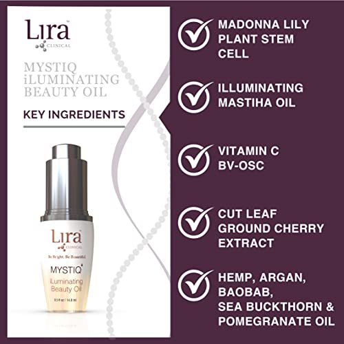 Lira Clinical MYSTIQ iLuminating Beauty Oil - Vitamin C Face Oil with Plant Stem Cell Extract - Hydrates Skin with Argan & Baobab Oils - Antioxidant Facial Drops for Daily Skincare Routine - 0.5 Oz Avelisse
