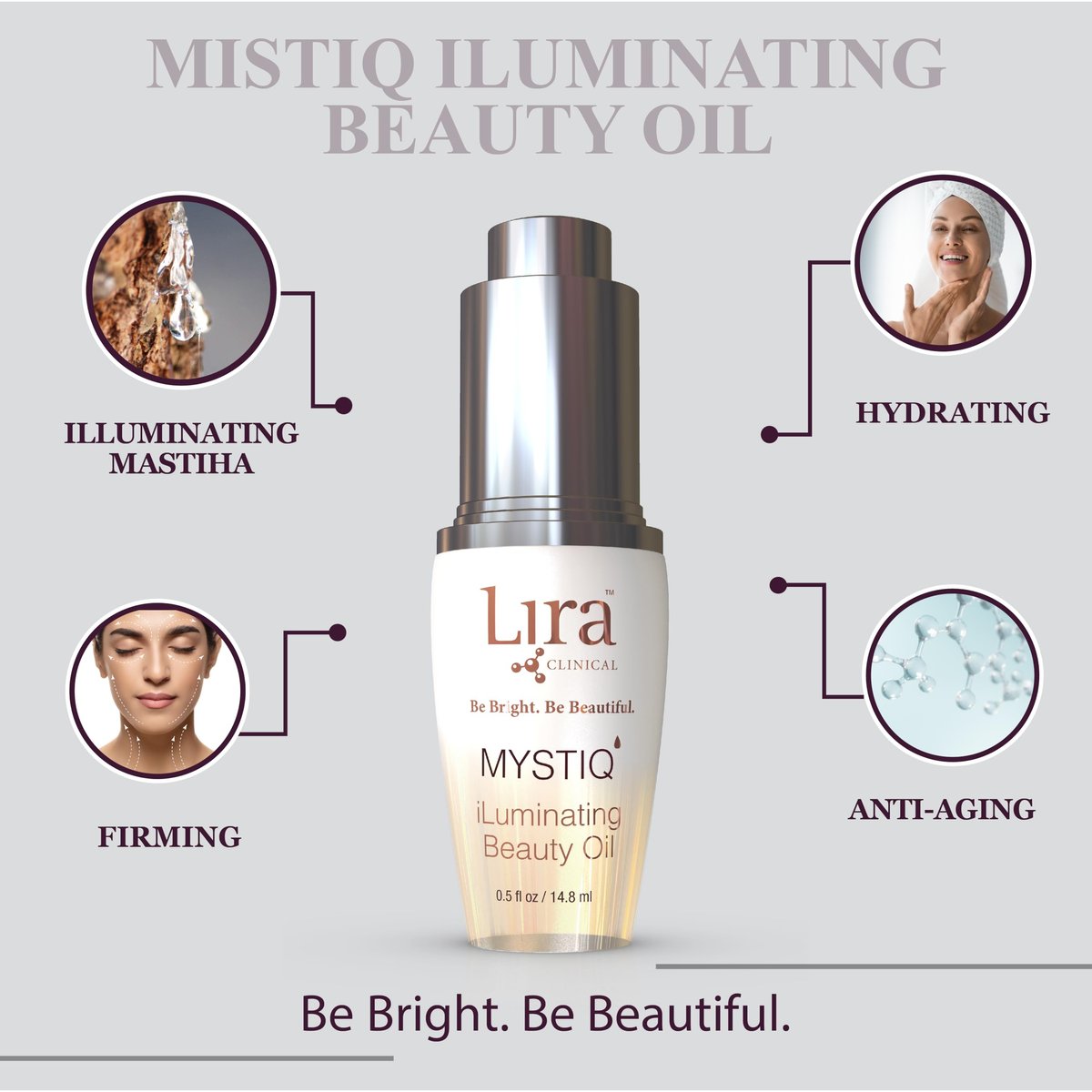 Lira Clinical MYSTIQ iLuminating Beauty Oil - Vitamin C Face Oil with Plant Stem Cell Extract - Hydrates Skin with Argan & Baobab Oils - Antioxidant Facial Drops for Daily Skincare Routine - 0.5 Oz Avelisse