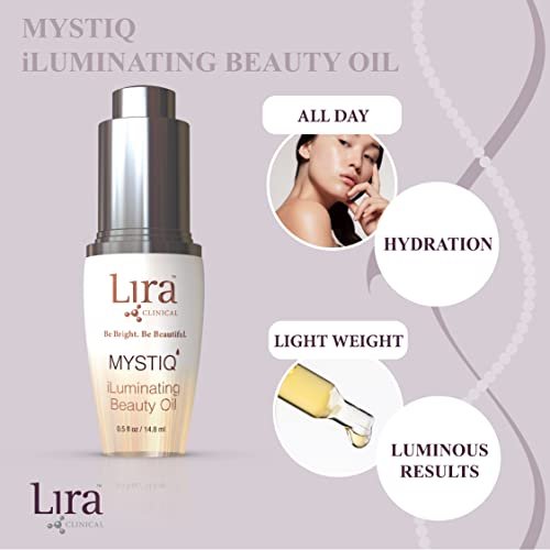 Lira Clinical MYSTIQ iLuminating Beauty Oil - Vitamin C Face Oil with Plant Stem Cell Extract - Hydrates Skin with Argan & Baobab Oils - Antioxidant Facial Drops for Daily Skincare Routine - 0.5 Oz Avelisse