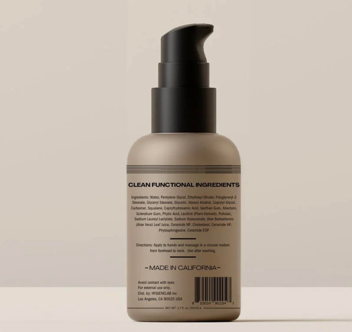 HygieneLab Face Moisturizer - EWG Verified, Unscented, Non-Greasy Hydration with Squalane, Aloe Vera, Ceramides & Hyaluronic Acid - 1.7 fl oz Avelisse