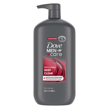 Dove Men+Care Exfoliating Deep Clean Body and Face Wash with 24-Hour Nourishing Micromoisture Technology, 30 oz Avelisse