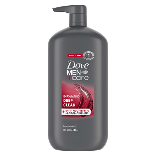 Dove Men+Care Exfoliating Deep Clean Body and Face Wash with 24-Hour Nourishing Micromoisture Technology, 30 oz Avelisse