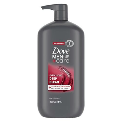 Dove Men+Care Exfoliating Deep Clean Body and Face Wash with 24-Hour Nourishing Micromoisture Technology, 30 oz Avelisse