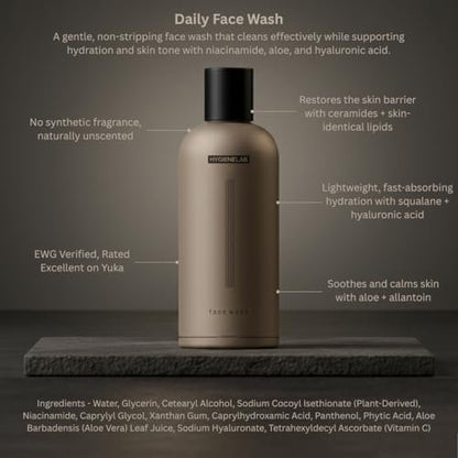 HygieneLab Face Wash – EWG Verified, Gentle & Hydrating Cleanser with Aloe, Niacinamide & Vitamin C (5 fl oz) Avelisse