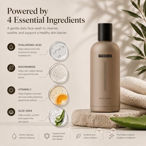 HygieneLab Face Wash – EWG Verified, Gentle & Hydrating Cleanser with Aloe, Niacinamide & Vitamin C (5 fl oz) Avelisse